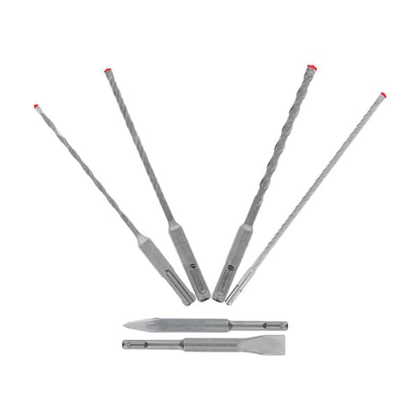 DIABLO 6pc SDS-Plus Rebar Demon 4-Cutter Full Carbide Head Hammer Drill Bit & Chisel Set