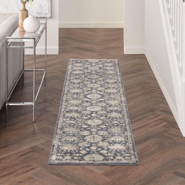Concerto Blue/Beige 2 ft. x 8 ft. Farmhouse Kitchen Runner