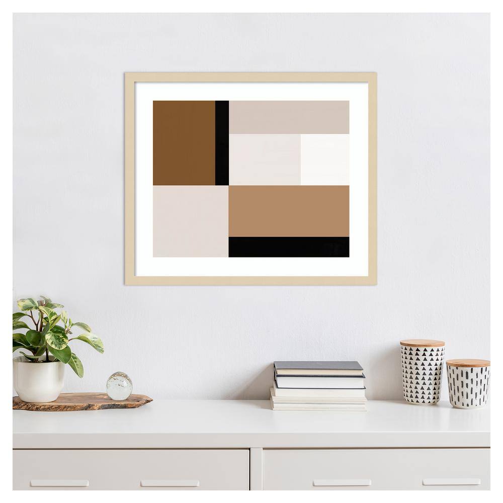 Neutral Centerpoint I Beige and Brown Framed Abstract Print