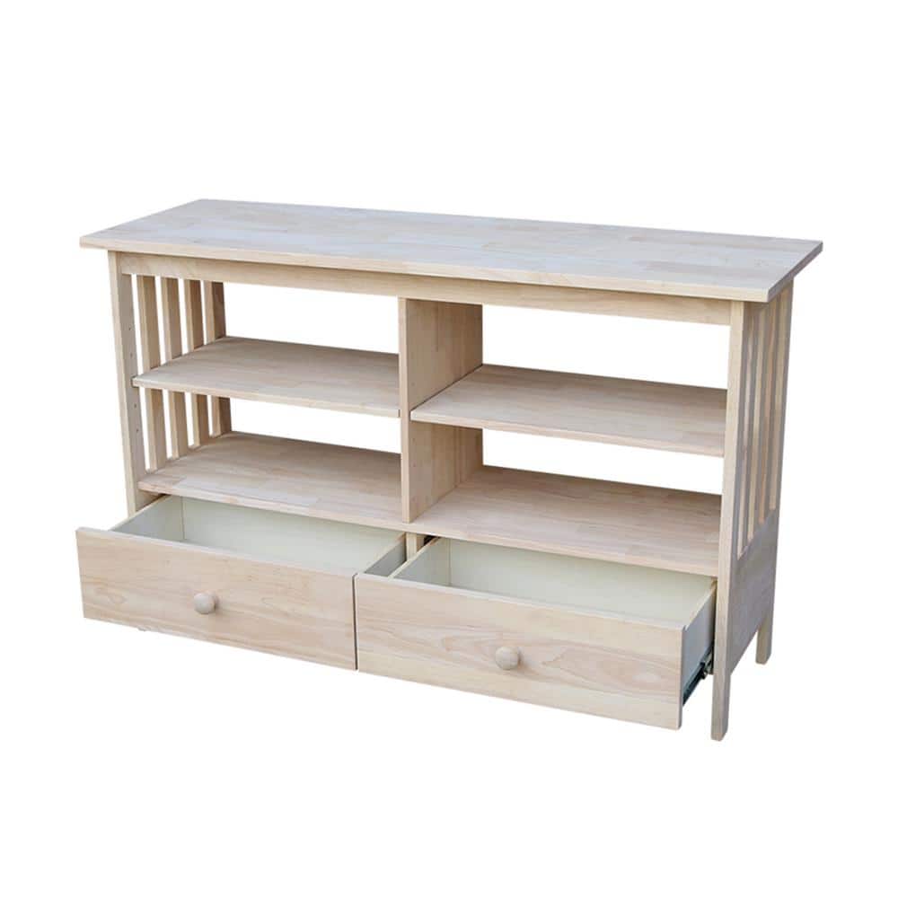 Solid Wood Classic Mission TV Stand with Cabinet - Light Brown