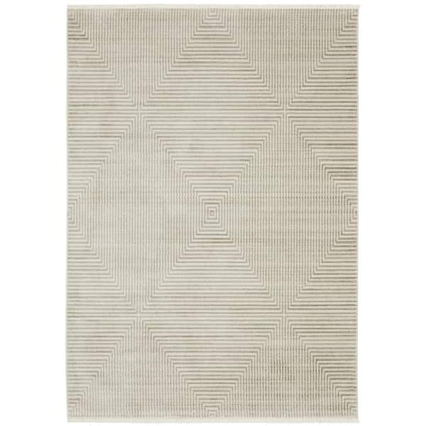 Brooker Beige/Ivory 7 ft. x 10 ft. Geometric Diamond Recycled PET Yarn Indoor Area Rug
