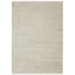 Brooker Beige/Ivory 8 ft. x 11 ft. Geometric Diamond Recycled PET Yarn Indoor Area Rug