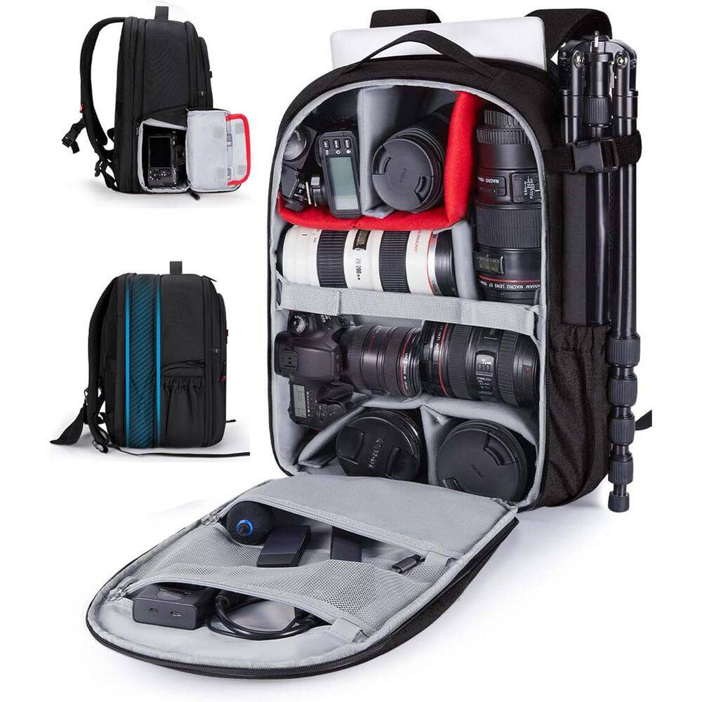 Expandable DSLR SLR Camera Backpack with 15.6 Laptop Compartment Rain Cover Tripod Holder Black price history on PriceWatchPro