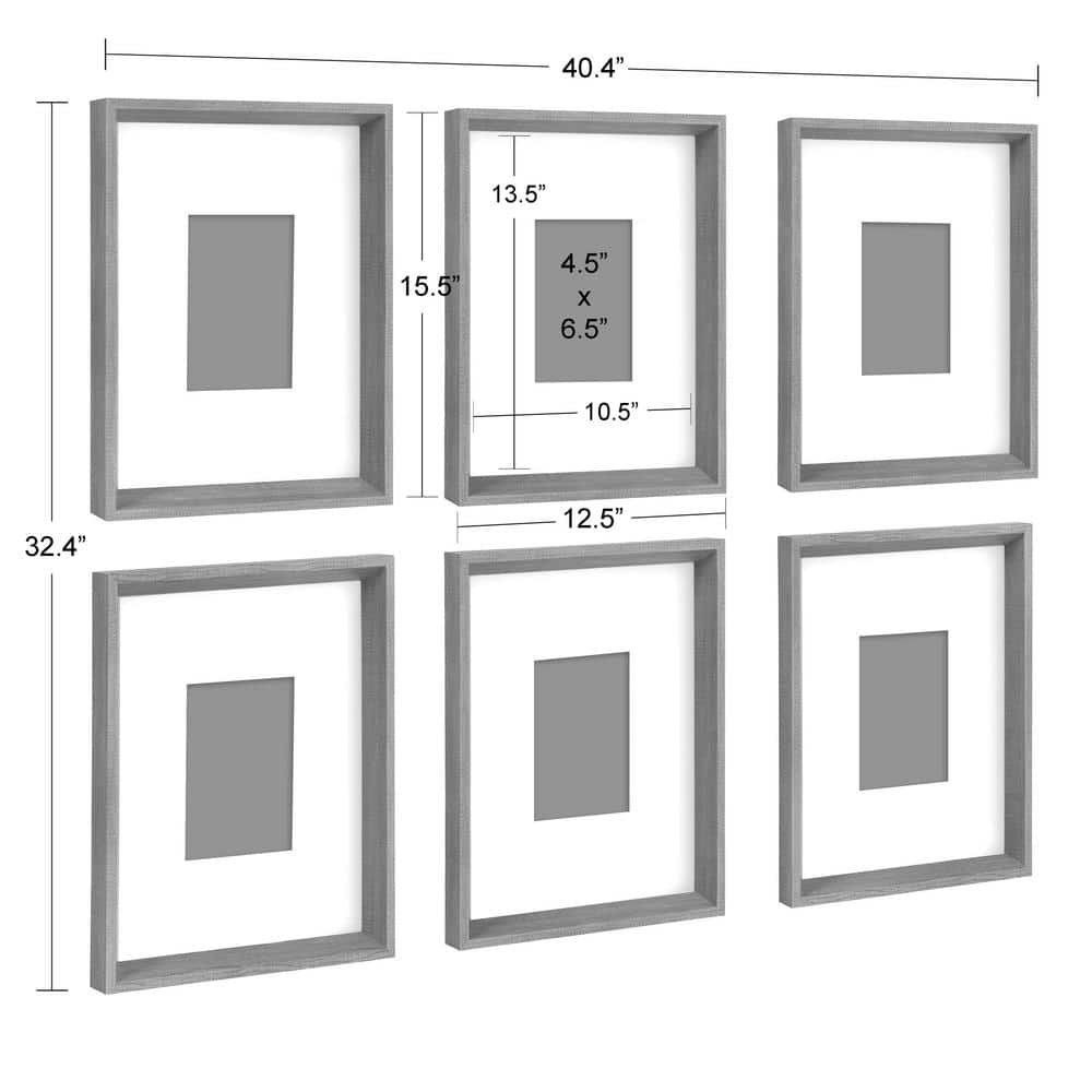 6-Piece Black and White Geometric Abstract Framed Art Set