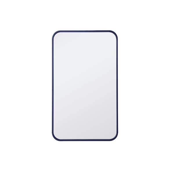 Unbranded Timeless Home 30 in. H x 18 in. W Blue Modern Soft Corner Rectangular Wall Mirror
