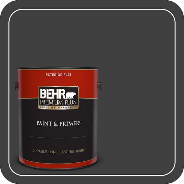 BEHR PREMIUM PLUS 1 gal. Black Flat Exterior Paint & Primer