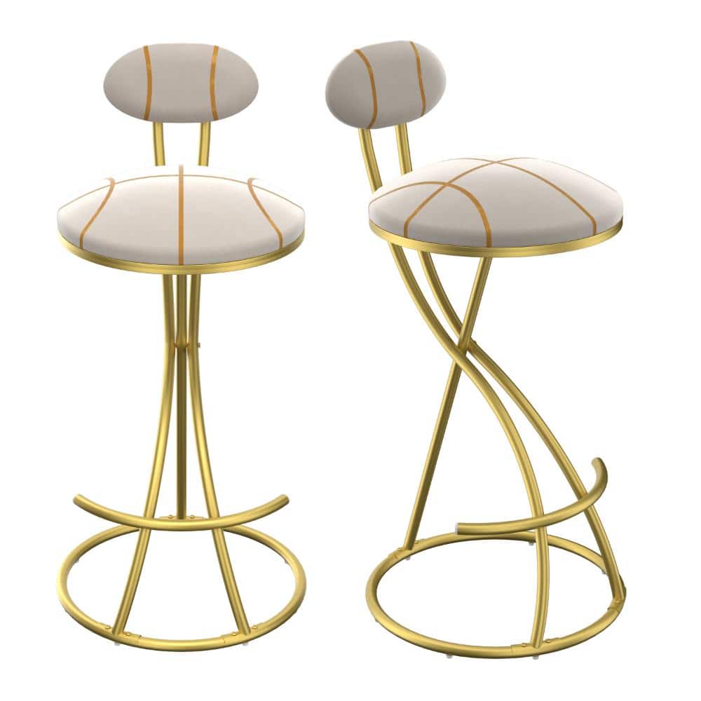 36.61 in. H Modern Stripe Velvet Bar Stools, Gold Metal Frame Counter Height Chairs with Backrest & Footrest, Set of 2 price history on PriceWatchPro
