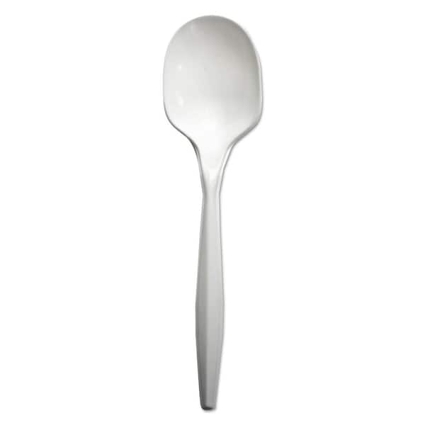 Case of Plastic - Disposable - Medium Weight - White - Soup Spoons