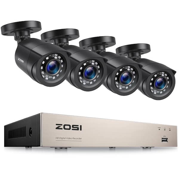 8-Channel H.265+ 5MP-Lite DVR Security Camera System with 4X 1080P Outdoor Wired Cameras, Surveillance System