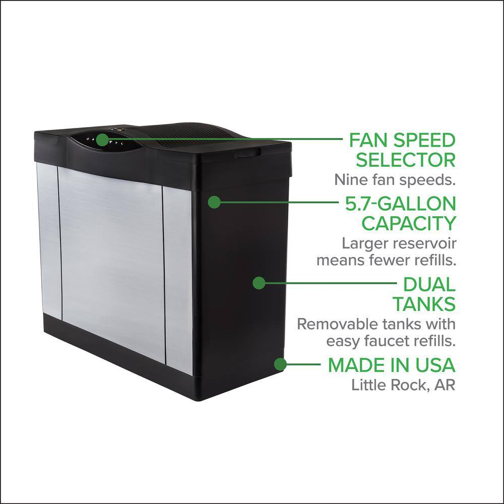 AIRCARE Black and Brushed Nickel Evaporative Humidifier with Digital Controls