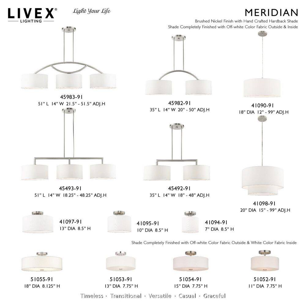 Meridian Brushed Nickel 2-Light Linear Drum Chandelier