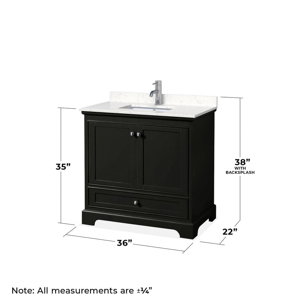 Deborah Dark Espresso 36'' Single Bathroom Vanity with Carrara Marble Top
