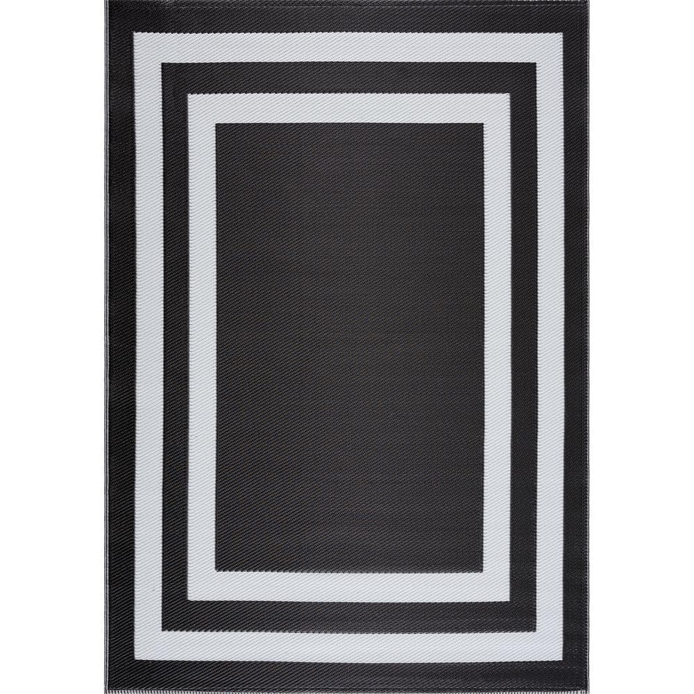 Real Living Pavero Black & White Geometric Outdoor Area Rug, (8' x 10')