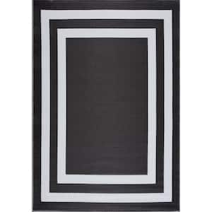 Paris Black and White 8 ft. x 10 ft. Geometric Polypropylene Indoor/Outdoor Rug