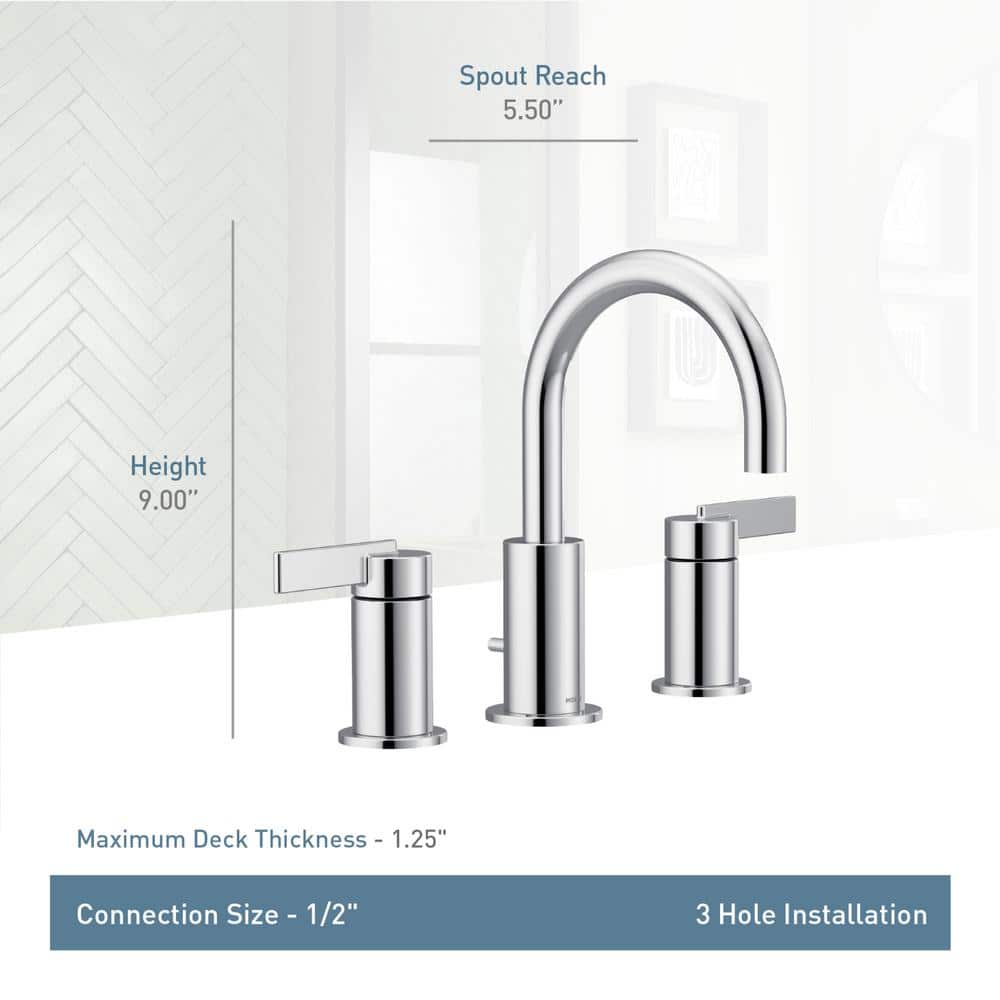 Contemporary Matte Black 16" Widespread Bathroom Faucet in Chrome