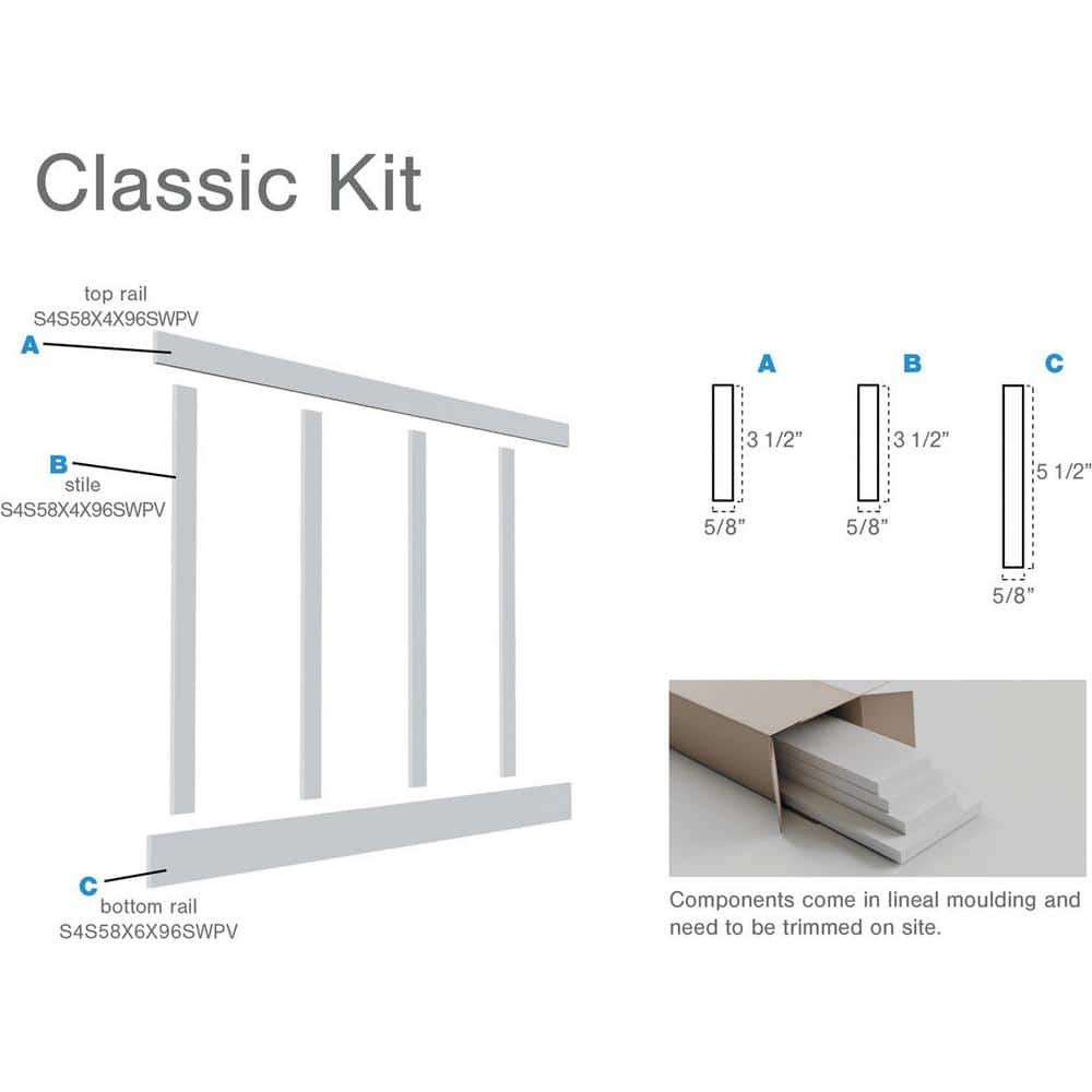 "5/8 in. X 96 in. X 104 in. Expanded Cellular PVC Classic Shaker Moulding Kit (for heights up to 104""H)" price history on PriceWatchPro
