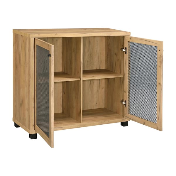 Coaster Accent Cabinet with Two Mesh Doors Golden Oak