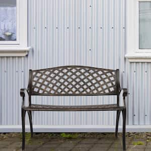 40.5 in. Cast Aluminum Outdoor Bench with Mesh Backrest Seat Surface RT
