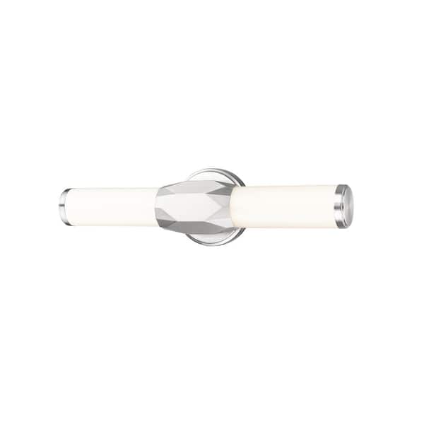 Unbranded Cooper 18 in. 2-Light Brushed Nickel Integrated LED Vanity Light with Frosted Plastic Shade