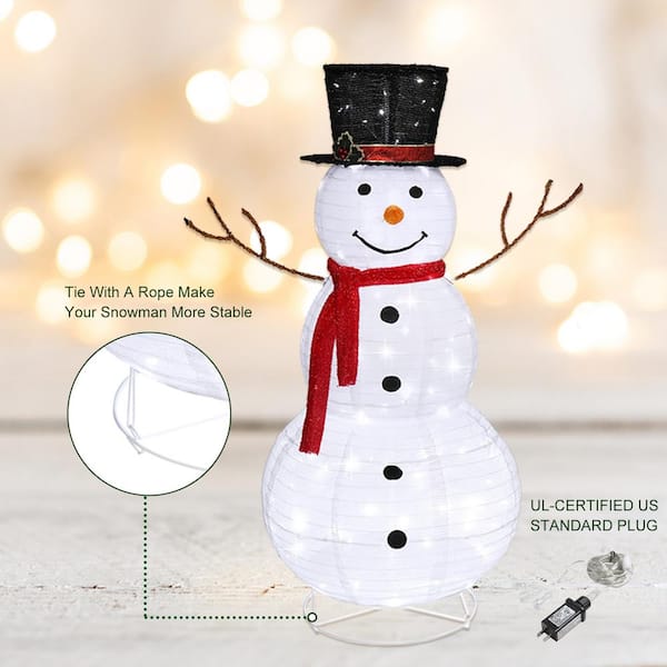 Winado 47 in. White Christmas Snowman Decor with Lights