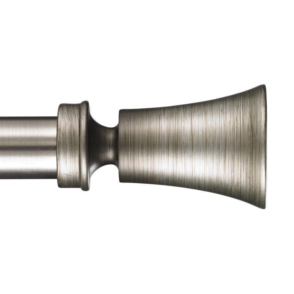 Sina Drapery Rods Art Decor Tama 96 in. Single Curtain Rod in Antique Silver with Finial ...