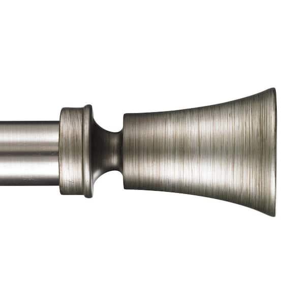 Art Decor Tama 96 in. Single Curtain Rod in Antique Silver with Finial ...