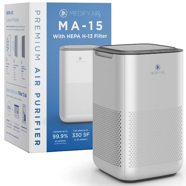 Air Purifier with H13 True HEPA Filter 330 sq. ft. Coverage 99.9% Removal to 0.1 Microns Silver (1-Pack)