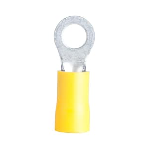 4 AWG Stud 3/8 Ring Terminal, Yellow (Case of 10)