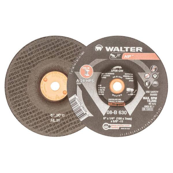 WALTER SURFACE TECHNOLOGIES HP 6 in. x 5/8-11 in. Arbor x 1/4 in. T27S GR A-24-HPS Grinding Wheel (20-Pack)