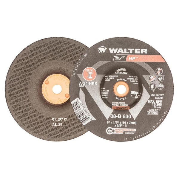 WALTER SURFACE TECHNOLOGIES HP 6 in. x 5/8-11 in. Arbor x 1/4 in. T27S GR A-24-HPS Grinding Wheel (20-Pack)