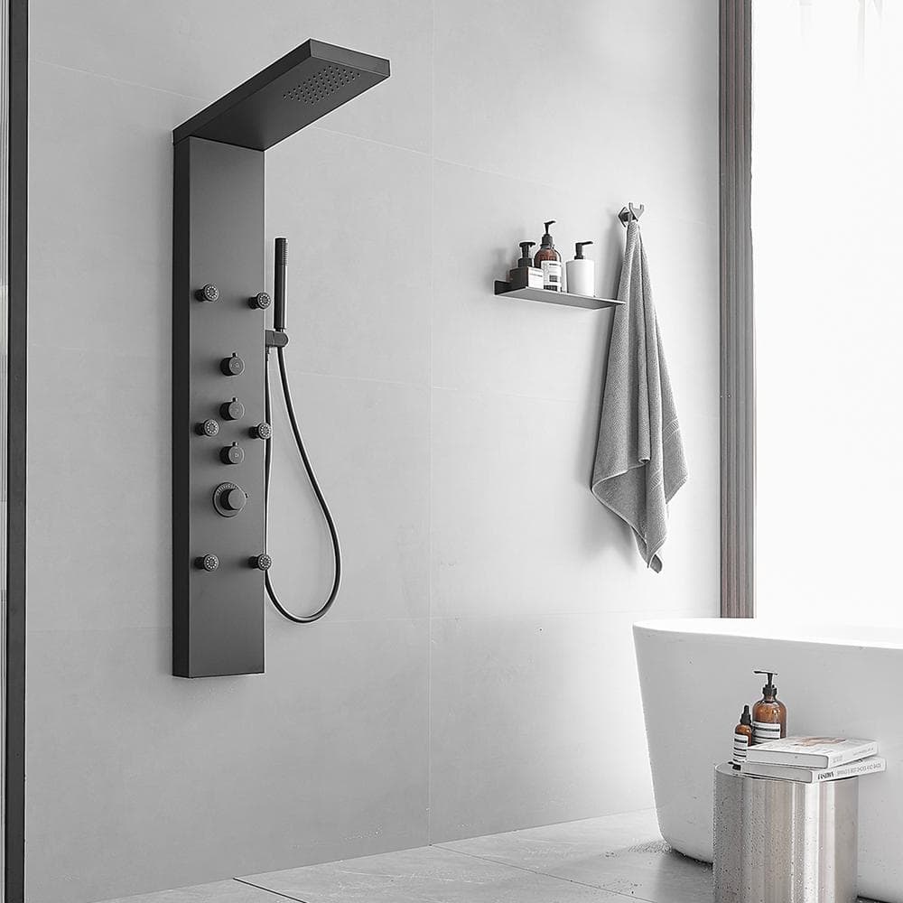 Matte Black 47'' Stainless Steel Shower Panel with Jets