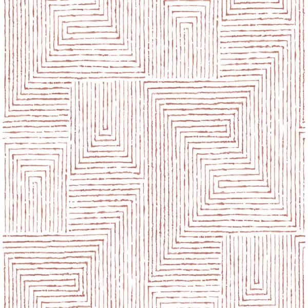 SCOTT LIVING Merritt Red Geometric Red Wallpaper Sample