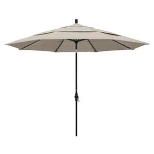 11 ft. Aluminum Collar Tilt Double Vented Patio Umbrella in Granite Olefin