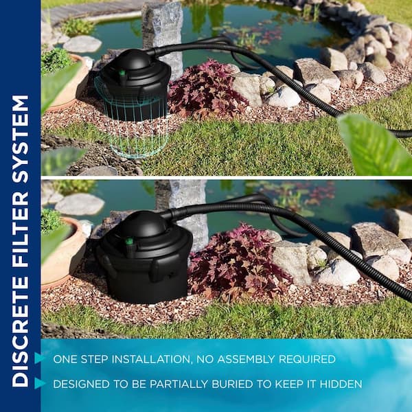 15 in. Tall Bio-Pure 1000 Gallon Pressure UV-C Filter for Pond Filtration and Algae Control System, Black