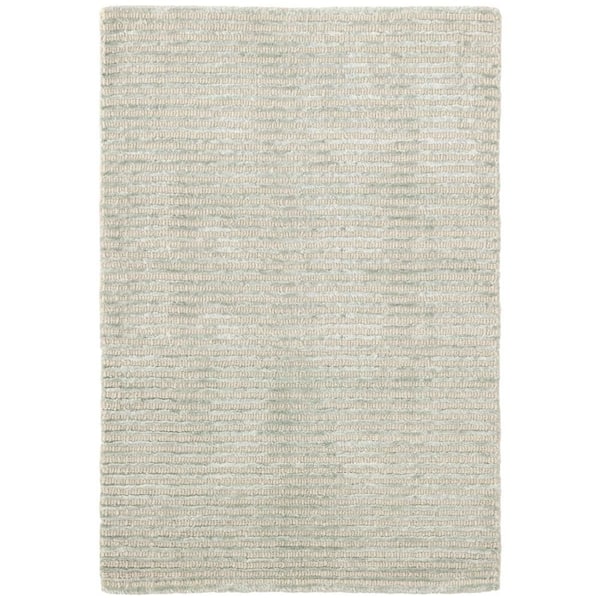 Cut Stripe Hand Knotted Viscose/Wool Ocean 9 ft. x 12 ft. Indoor Area Rug