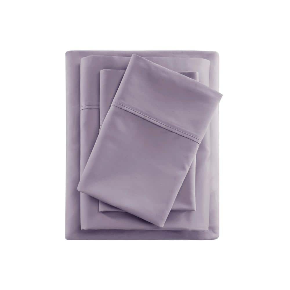 Full Purple Cotton Blend Cooling 4-Piece Sheet Set