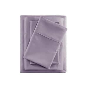 600 Thread Count 4-Piece Purple Cooling Cotton Queen Sheet Set