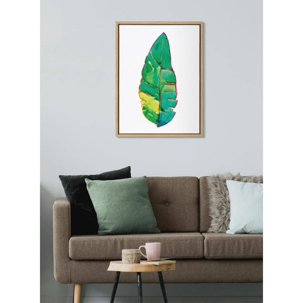 Natural Framed Banana Leaf Canvas Wall Art, 18x24