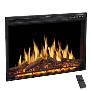 37 in. 400 sq.ft. Electric Fireplace Insert in Black with Remote Control