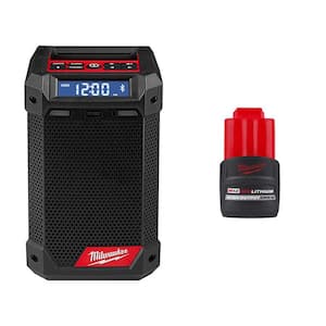 M12 12V Lithium-Ion Cordless Bluetooth/AM/FM Jobsite Radio with M12 12V Lithium-Ion CP High Output 2.5Ah Battery Pack