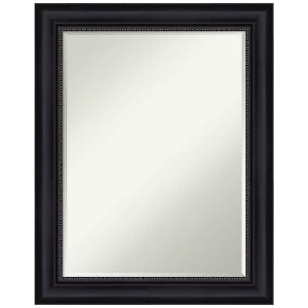 Amanti Art Astor Black 23 in. x 29 in. Petite Bevel Classic Rectangle Framed Bathroom Wall Mirror