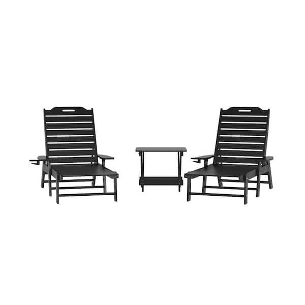 Carnegy Avenue Black 3-Piece Plastic Patio Conversation Set