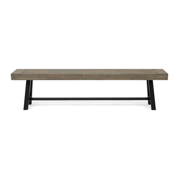 Unbranded Black Acacia Wood Outdoor Bench with Versatile Style