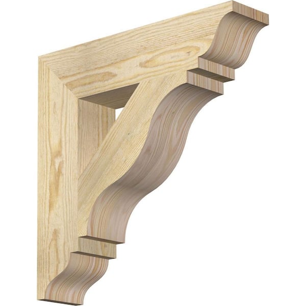 Ekena Millwork 4 in. x 18 in. x 18 in. Douglas Fir Funston Traditional Rough Sawn Bracket