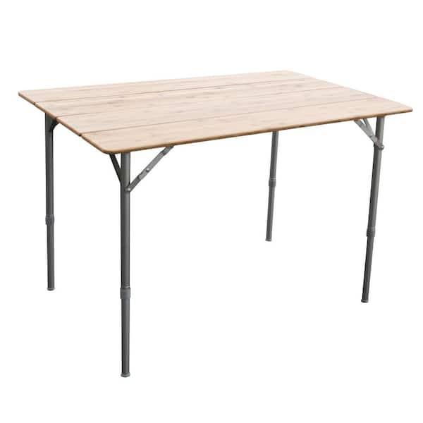 AmeriHome Natural Bamboo, Adjustable Height, with Carry Bag, 39.25 in. Wide, Folding Table
