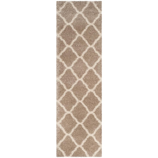 Hudson 2 ft. x 10 ft. Beige/Ivory Geometric Runner Rug