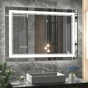 47 in. W x 24 in. H Frameless Rectangular Anti-Fog LED Light Bathroom Vanity Mirror Front Light