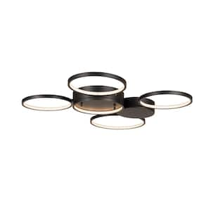 Savannah 28 in. 5-Lights Matte Black LED Flush Mount