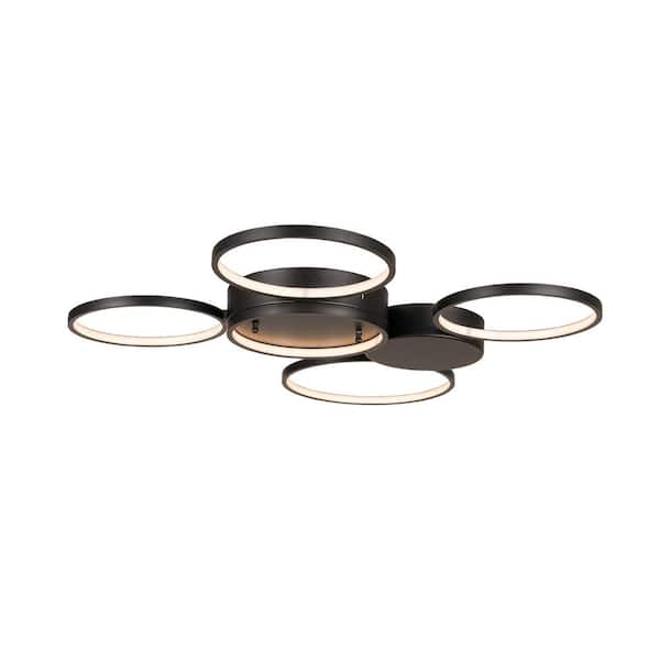 ExBrite Savannah 28 in. 5-Lights Matte Black LED Flush Mount