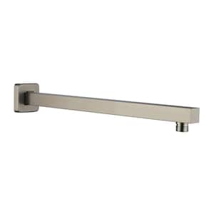 16 in. Square Wall Mount Standard Shower Arm and Flange, Brushed Nickel